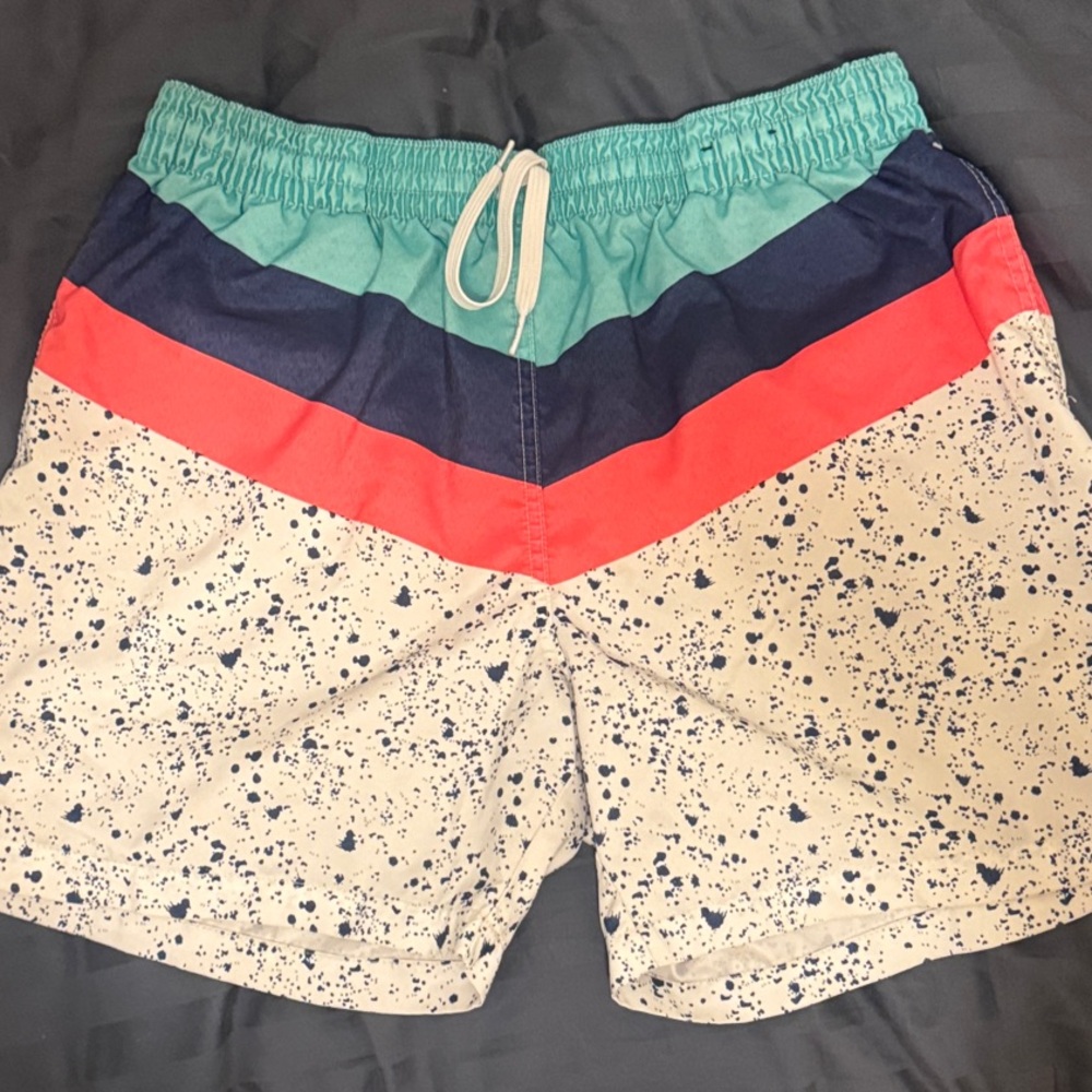 chubbies Teal/Navy/Coral Speckle Swim Bermudas